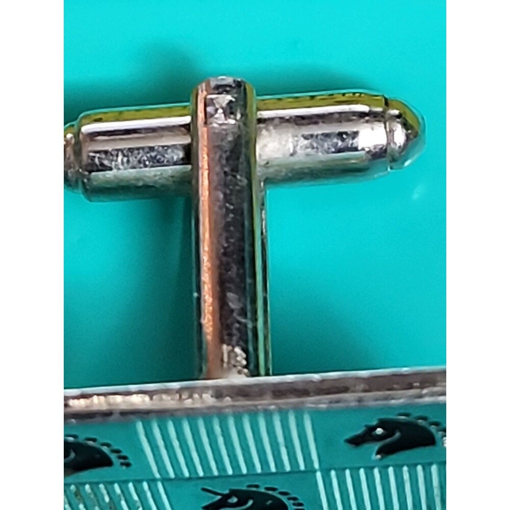 Vintage Silver-Tone Unicorn Cufflinks – Square Men’s Mythical Collectible Gift - Picture 7 of 8